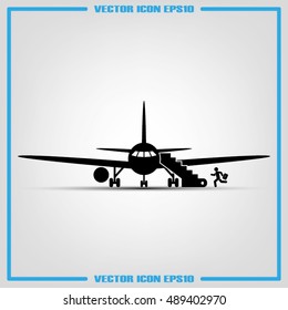 Plane and passenger icon vector illustration eps10.