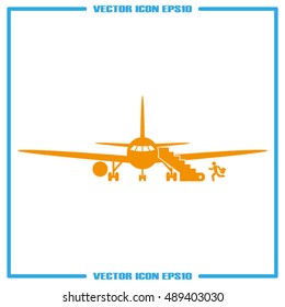 Plane and passenger icon vector illustration eps10.