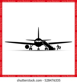 Plane and passenger icon vector illustration eps10.