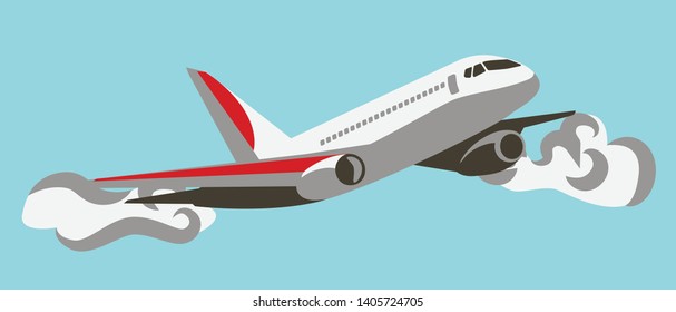 plane passengers. airline plane flying in the sky. vector illustration