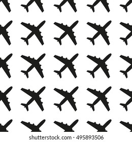 Plane pattern. Seamless airplane texture. Vector illustration.