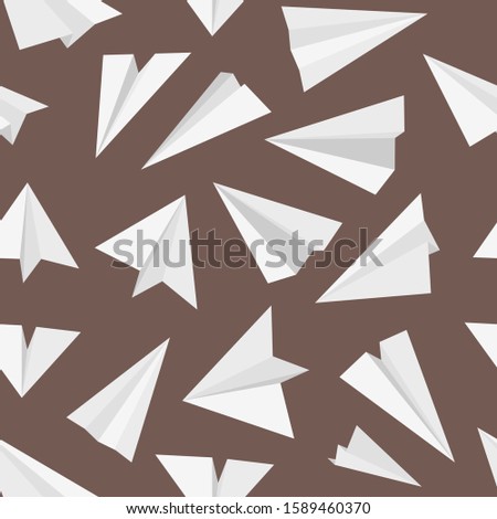 Plane pattern. Travel concept with origami style aircraft transport simple sky paper avia vector seamless background