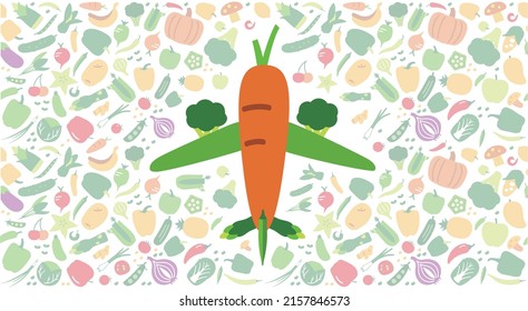 Plane pattern of vegetables and fruit. vector illustration