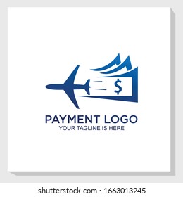 plane payment logo template design vector, traveling logo template