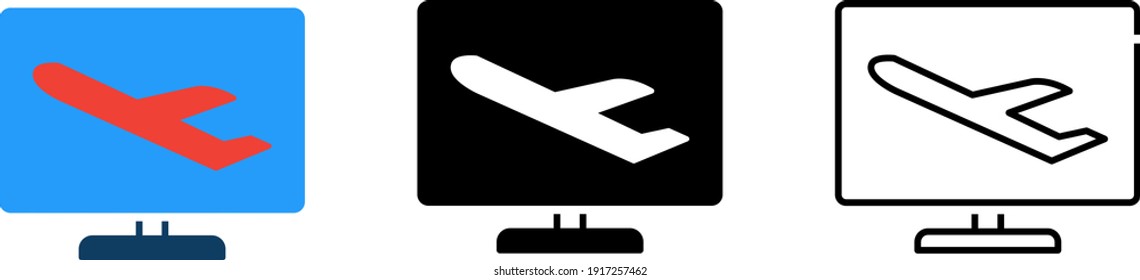 ein Flugzeug und PC symbolisieren Buchung , Vektorgrafik