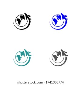 plane planet icon stock vector illustration flat design.