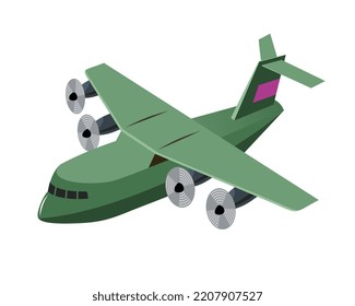 Plane with propellers isolated. Flying plane 3d illustration. Vector.