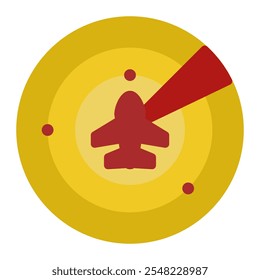 Plane Radar icon in Flat Style. Color Fill