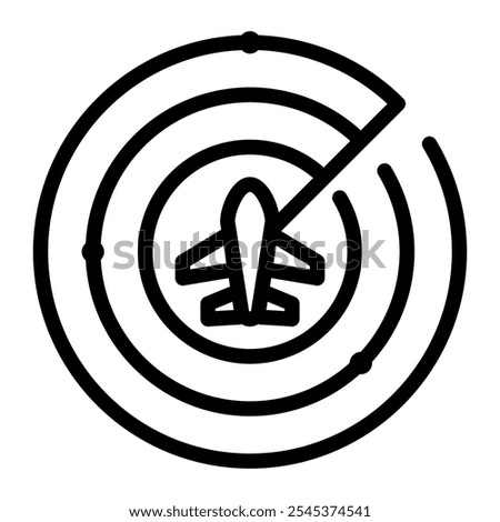 Plane Radar icon in Outline Style. Line Art