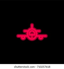 Plane red glowing neon ui ux icon. Glowing sign logo vector