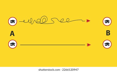 plane red paper going from one point to another point. business creativity new idea discovery innovation technology. target idea concept. time management idea concept.