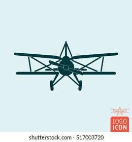 Plane. Retro Biplane. Old Airplane Icon Vector Illustration