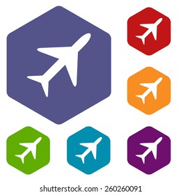 Plane rhombus icons set in different colors. Vector Illustration