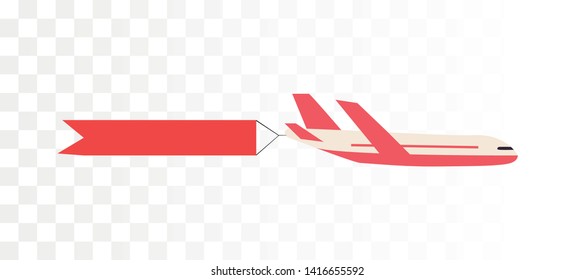 Plane with ribbon banner. Plane with message. Vector retro style illustration.