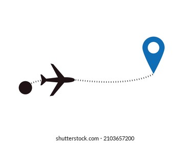 Plane route icon from origin to marker.