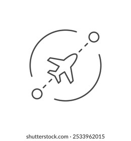 Plane route line outline icon