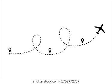 plane route vector design hand drawn