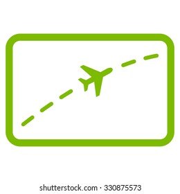 Plane Route vector icon. Style is flat eco green symbol, rounded angles, white background.