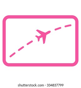 Plane Route vector icon. Style is flat pink symbol, rounded angles, white background.