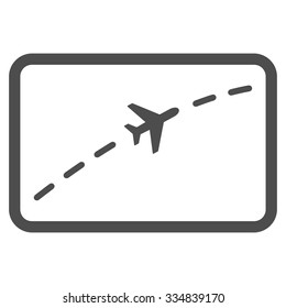 Plane Route vector icon. Style is flat gray symbol, rounded angles, white background.