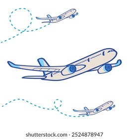 Imagen de Vector de ruta aérea, Vector de ruta de línea aérea, Imagen de dibujos animados de avión, Ilustración de línea de ruta aérea.