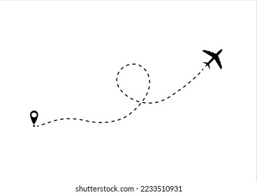 PLANE ROUTE WAY VECTOR DESIGN