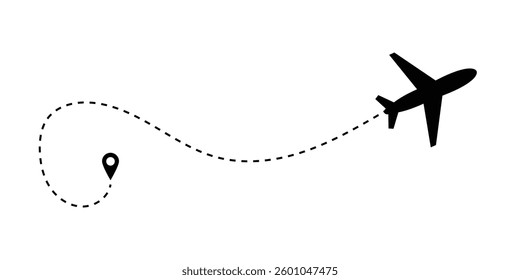 Plane routes dotted paths aircraft travel route start point Flight route with start point and dash line in eps 10.