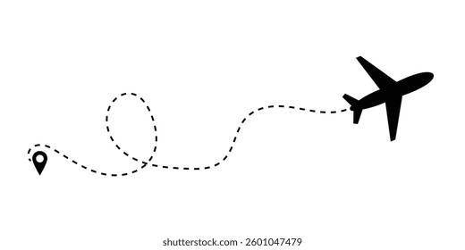 Plane routes dotted paths aircraft travel route start point Flight route with start point and dash line in eps 10.