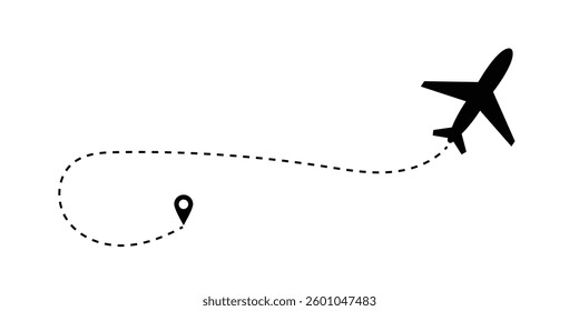 Plane routes dotted paths aircraft travel route start point Flight route with start point and dash line in eps 10.