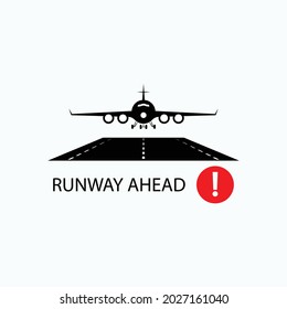 Plane Runway Icon. Aviation Traffic Symbol  - Vector.