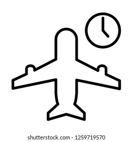 plane schedule travel vector icon, modern design, black and white color, isolated.