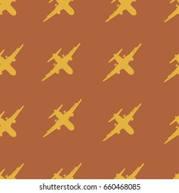 Plane seamless vector pattern. Background with airplane icons. Vector illustration.