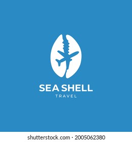 Diseño del símbolo del símbolo del icono de señalización del logotipo de viaje de Seashell. Ilustración del vector