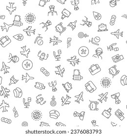 Plane, Sitz, Globe, Uhren Nahtlose Muster für Druck, Umhüllung, Design, Standorte, Geschäfte, Apps  
