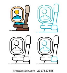 Plane seats icon design in four variation color