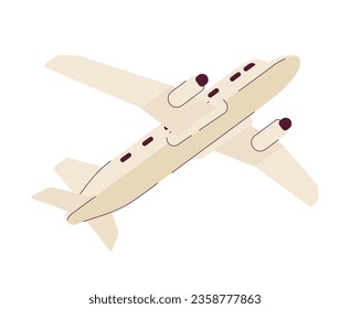 Plane semi flat colour vector object. Air travel. Editable cartoon clip art icon on white background. Simple spot illustration for web graphic design