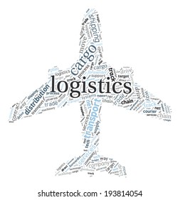 Plane Shaped Logistics and Transport Concept in Word Cloud