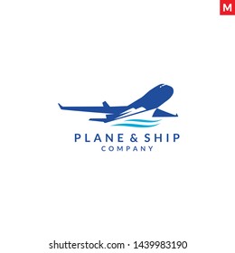 Plane and Ship Logo Design Vector Template Illustration