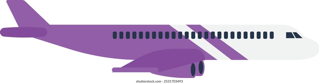 Plane side view. Commercial jet. Travel transport