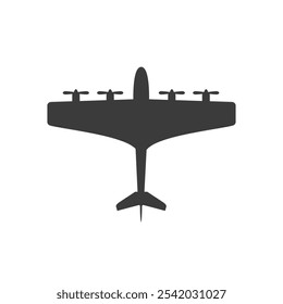 Plane silhouette. Airplane icon isolated on white background. Simple vector flat icon of airplane