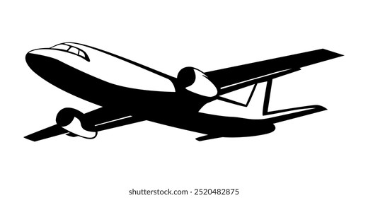 plane silhouette design. airplane icon, sign and symbol. air transportation illustration.