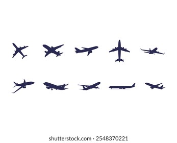 Plane Silhouette Design Element Set