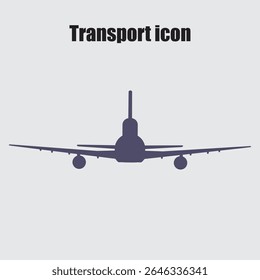 Plane silhouette flies through the sky, creating an aviation icon on a soft background for transport or travel design needs.