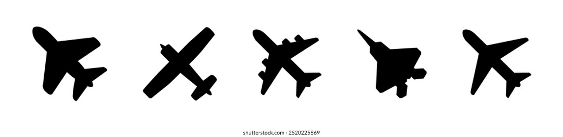 Plane silhouette icon. Aircraft symbol for travel