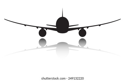 Plane silhouette icon or sign isolated on white background. Vector illustration.