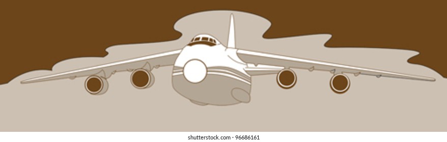 Flugzeug-Silhouette auf braunem Hintergrund, Vektorgrafik