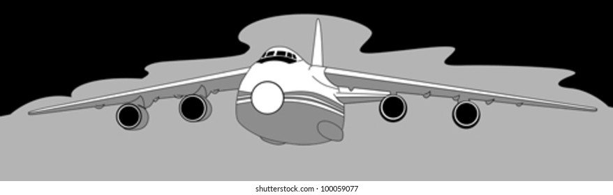 plane silhouette on gray  background, vector illustration