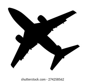 plane silhouette on a white background, vector illustration