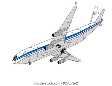 plane silhouette on white background, vector illustration