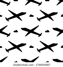 Plane silhouette seamless pattern for fabric textile or wallpaper background